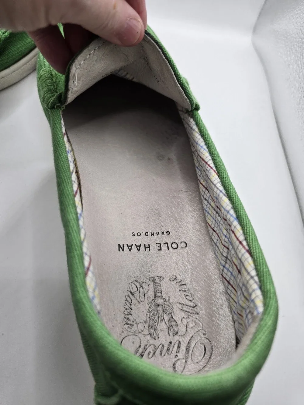 Cole Haan Green Canvas Penny Loafers/boat Shoes. Gently Worn. Preppy. Mens 12